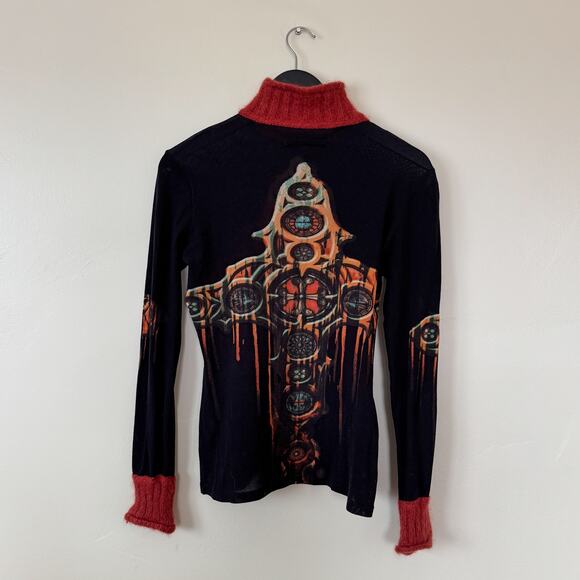 Jean Paul Gaultier Classique A/W 1998 Cross Turtleneck Mesh Top SZ M - Picture 1 of 7